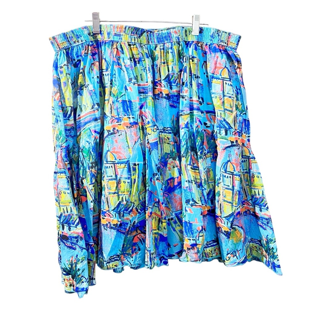 Lane Bryant Women’s Blue Paris Print A-Line Skirt 14/16 Plus Size Fit & Flare